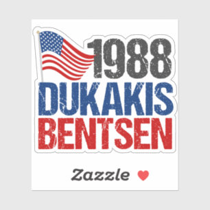 Sticker 1988 Dukakis Bentsen Retro Democrat Classic Round