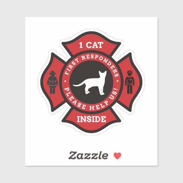 Sticker 1 Chat Inside Pet Alert For Fire Department (Feuille)