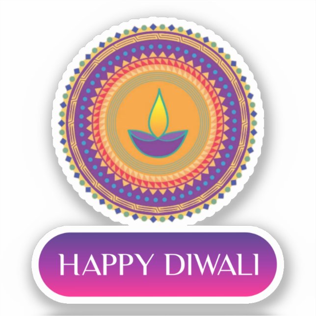 Sticker #1.Joyeux Diwali la fête des lumières de l'Inde L (Recto)