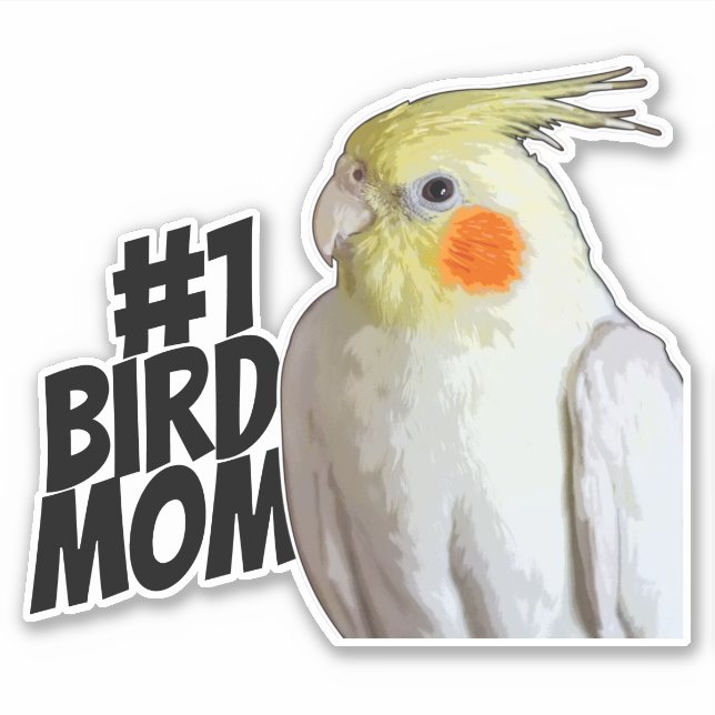 Sticker #1 Oiseau Maman mignonne Cockatiel Fête des Mères  (Devant)