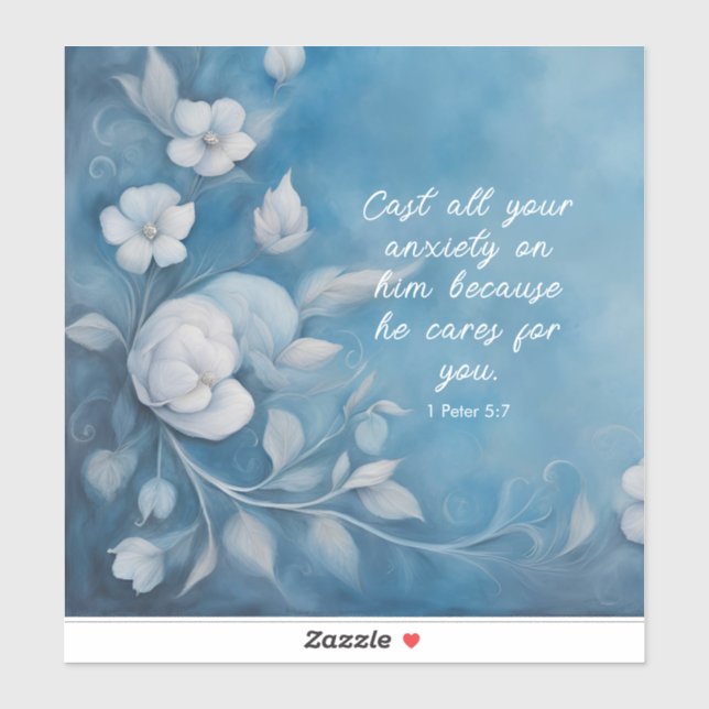 Sticker 1 Pierre 5:7 Image de verset biblique (Feuille)