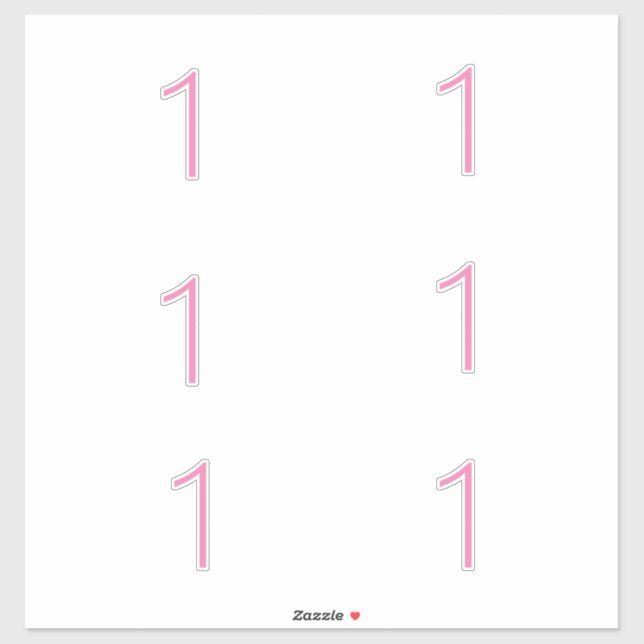 Sticker 1er Anniversaire Premier Rose Numéro Un Personnali (Feuille)