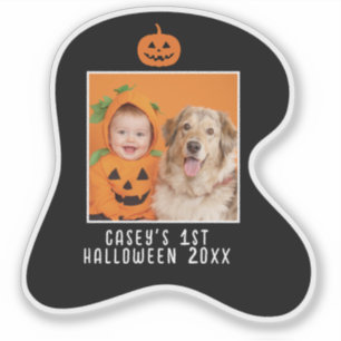 Sticker 1ère Halloween du bébé Nom photo personnalisé Anné