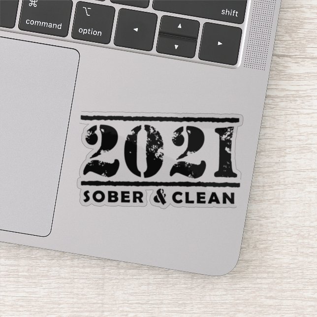 Sticker 2021 Sober & Clean Recovery Sobriety Encouragement (Détail)