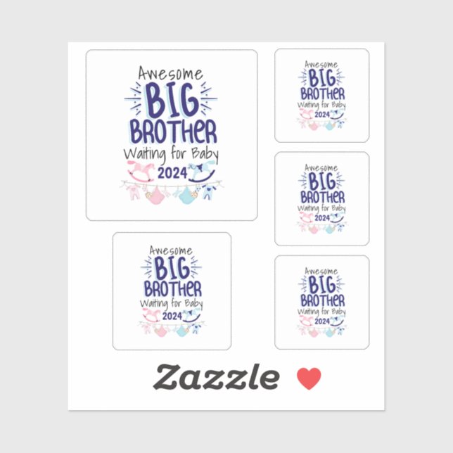 Sticker 2024 Nouveau Big Brother en attente de bébé frère (Feuille)
