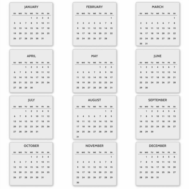 Sticker 2025 Effacer le calendrier mensuel Planificateur t (Devant)