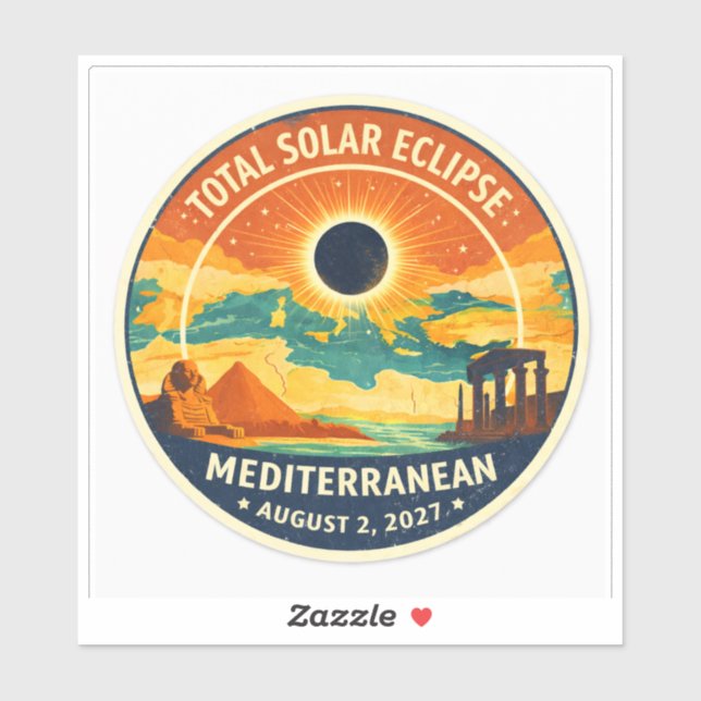 Sticker 2027 Mediterranean Solar Eclipse (Feuille)