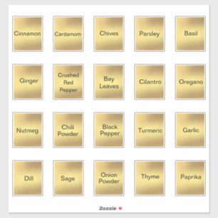 Sticker 20 herbes et épices de cuisine, or métallique