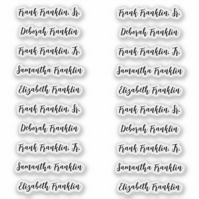 Sticker 20 Noms d'invités Écriture Calligraphique Moderne  (Devant)