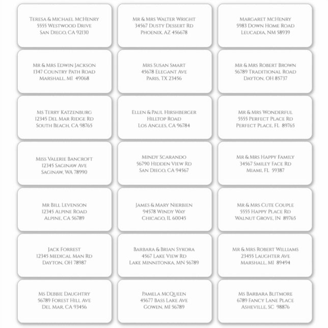 Sticker 21 Noms individuels minimalistes modernes (Devant)