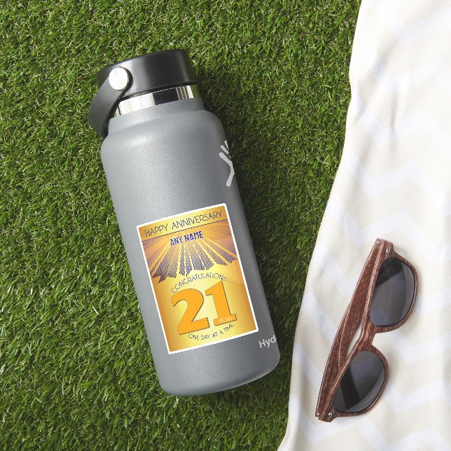 Sticker 21 Year | Golden Ray 12 Step CUSTOM NAME (HydroFlask Insitu)