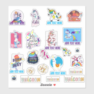 Sticker 22 x UNICORN En Forme Funny Cute Kawaii Dab Emoji