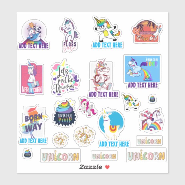 Sticker 22 x UNICORN En Forme Funny Cute Kawaii Dab Emoji (Feuille)