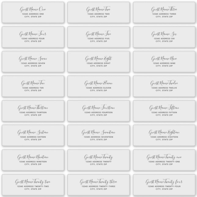 Sticker 24 Individual Wedding Guest Address Labels (Devant)