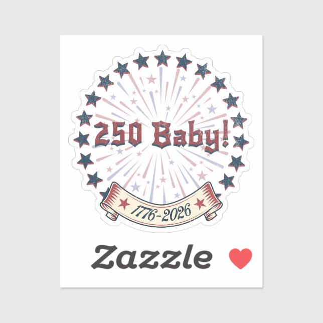 Sticker 250 Baby America 250 Patriotic Fireworks Design (Feuille)
