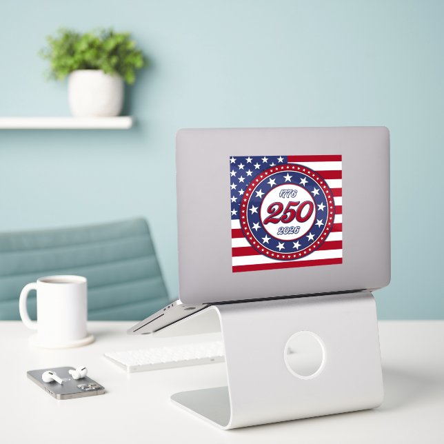 Sticker 250e anniversaire d'Amérique avec le drapeau des É (Ordinateur portable sur le bureau)