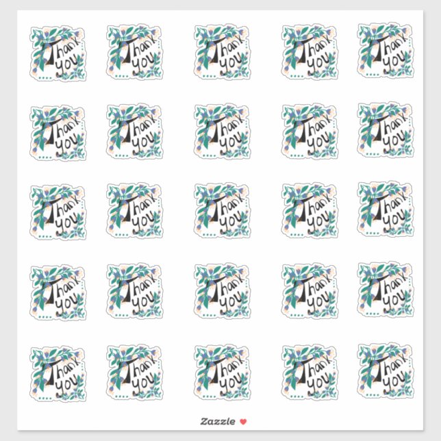 Sticker 25 Coin de fleurs Merci (Feuille)