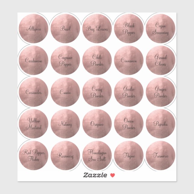 Sticker 25 Épices de Cercle Noir et Or Rose (Feuille)