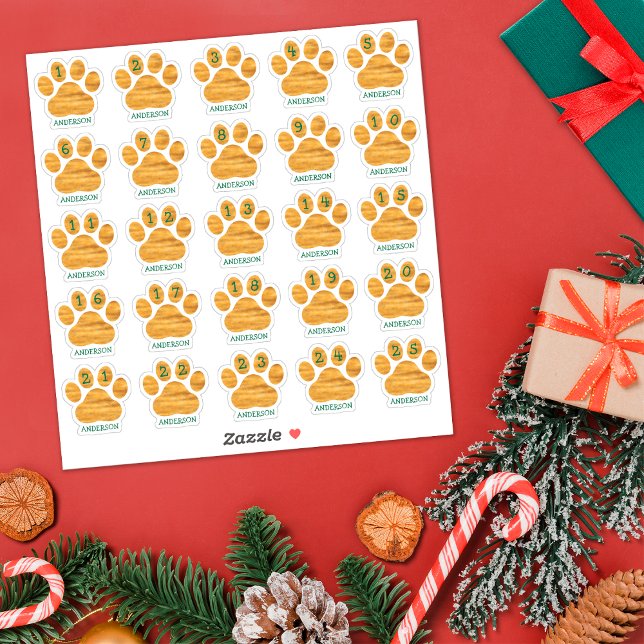Sticker 25 Jours personnalisés de Décembre Chien Paw Avent (Créateur téléchargé)