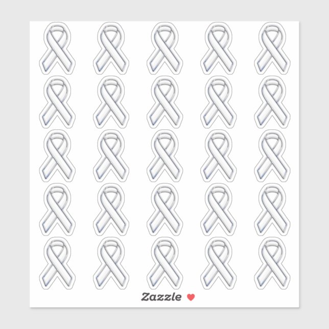 Sticker 25 Style Chrome Imprimer Blanc Ribbon Sensibilisat (Feuille)