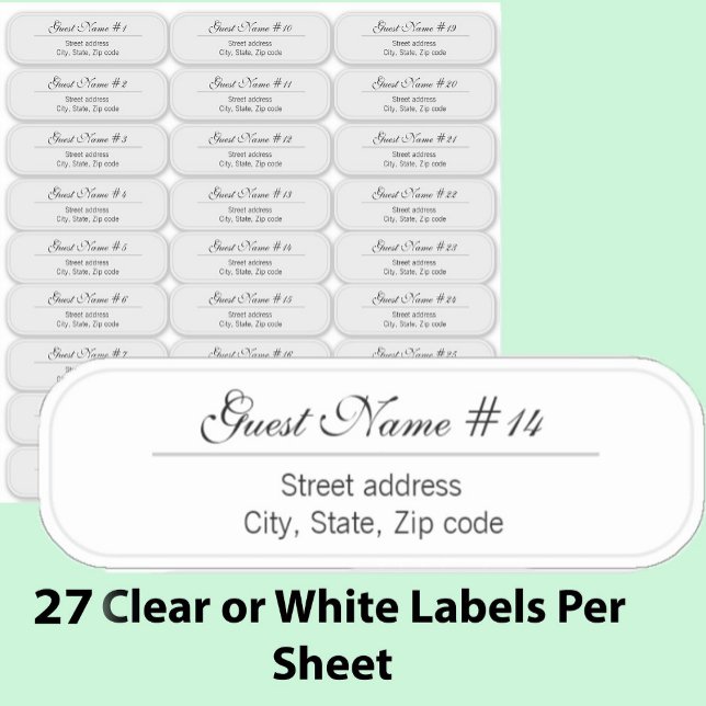 Sticker 27 Wedding Guest Custom Clear or White Address  (Créateur téléchargé)