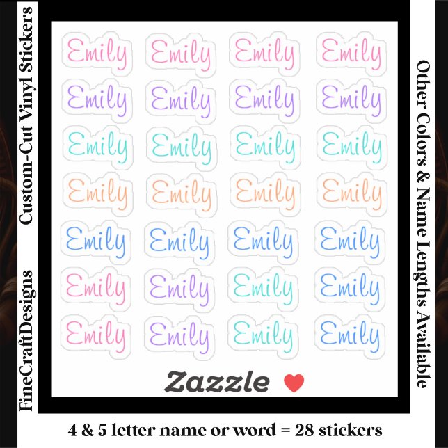 Sticker 28 Custom Modern 4/5 Letters Name Word Trendy (Créateur téléchargé)