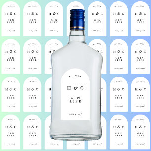Sticker 28 x Blanc Noir Bouteille Moderne Gin Vin Arc Viny