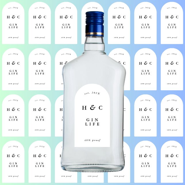 Sticker 28 x Blanc Noir Bouteille Moderne Gin Vin Arc Viny (Créateur téléchargé)