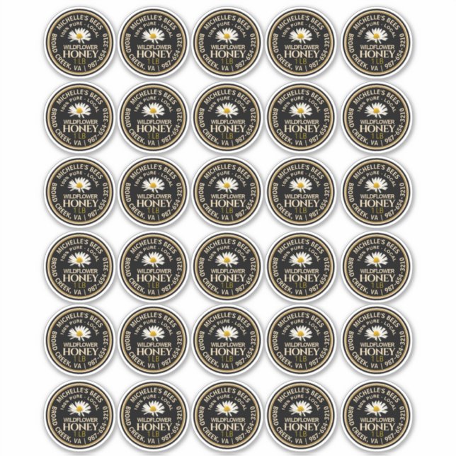 Sticker 2" Honey Standard Mason Jar Canning Lid avec margu (Devant)