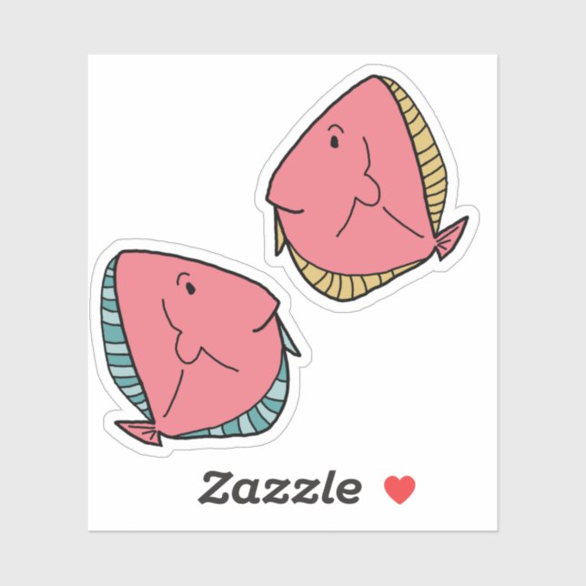 Sticker 2 Rose avec nageoires vertes Vert avec nageoires j (Feuille)