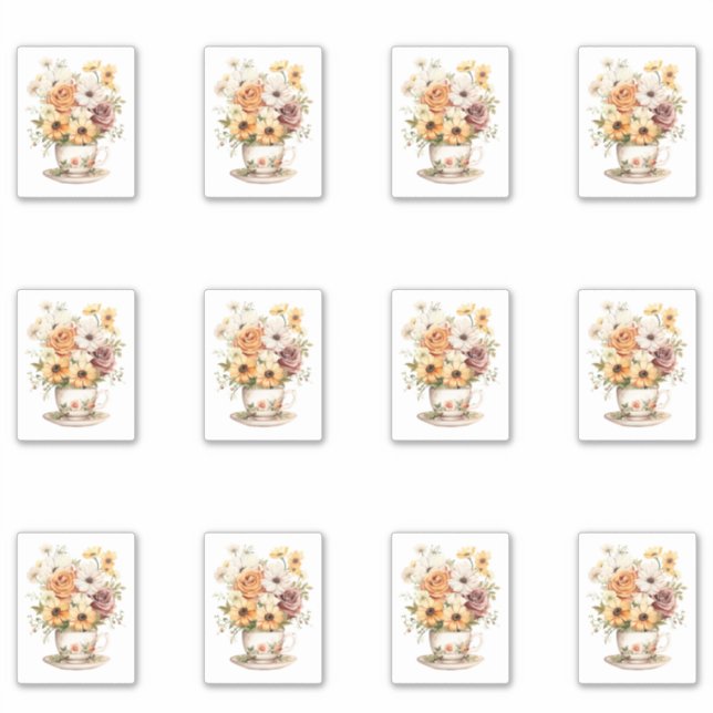 Sticker 2 Tasse de fleurs (Devant)