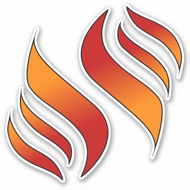 Sticker 2 Tongues de Feu ou Flammes (face à droite) (Devant)