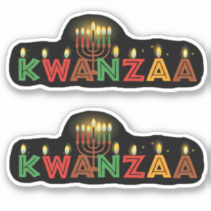 Sticker 2 x Kwanzaa Sept Bougies  Kiss Cut 
