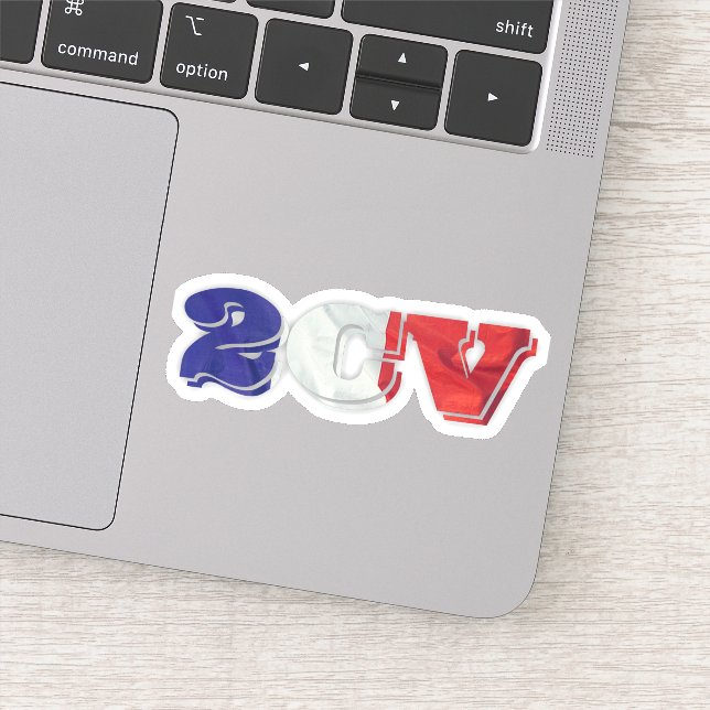 Sticker 2CV Deux Chevaux Rouge Blanc Bleu Français (Détail)