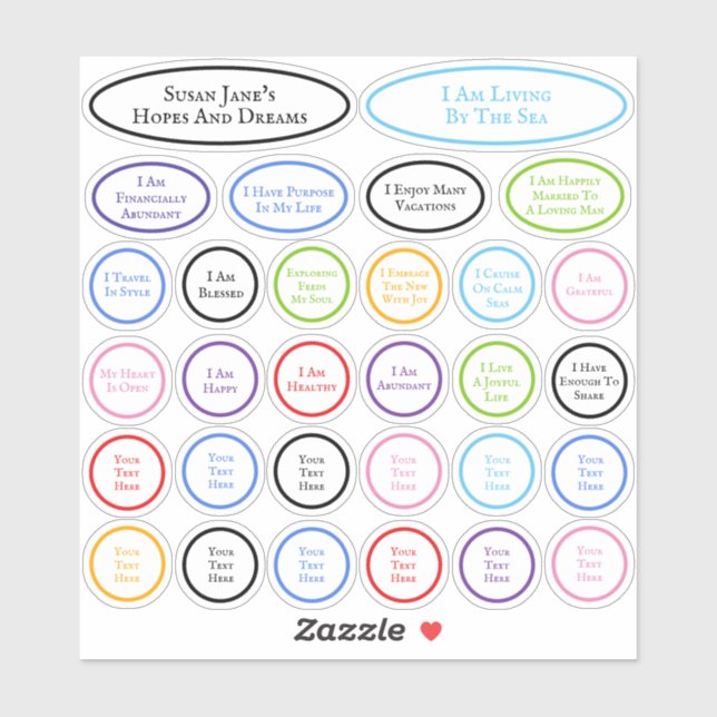 Sticker 30 Affirmations Pour Des Espoirs Et Des Rêves Colo (Feuille)