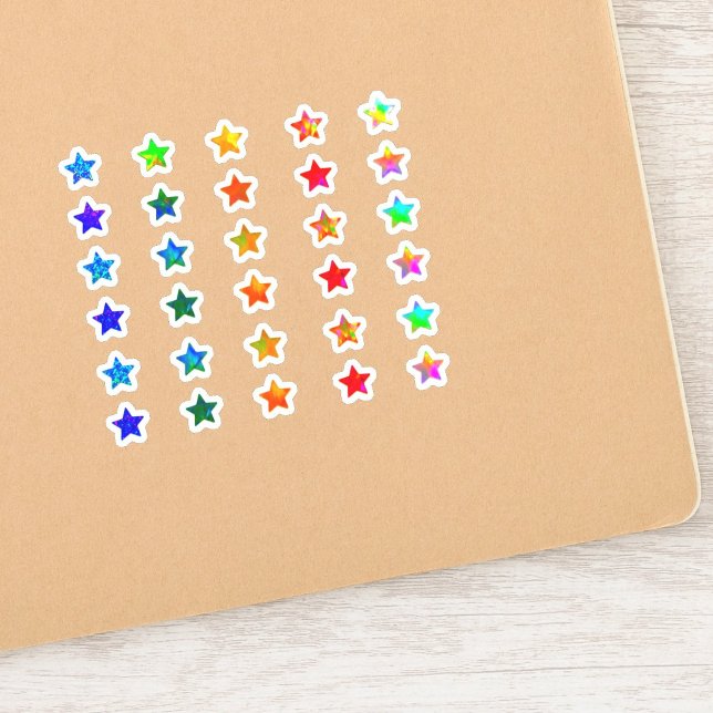 Sticker +30 Étoile Petite Holographique Colorée (Holographic compliments Star colors , Small Mini Stars Sticker)