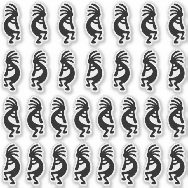Sticker 30 Formes Kokopelli Noir Modernes (Devant)