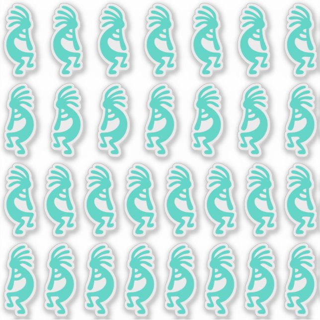 Sticker 30 Formes Kokopelli Turquoise Sud-Ouest (Devant)