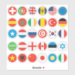 Sticker 30 Pays Drapeau Design of USA, Germany & More
