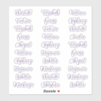 Sticker 30 prénoms de invité typographie écriture élégante