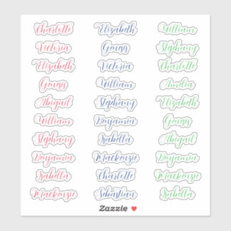 Sticker 30 prénoms de invités typographie écriture élégant