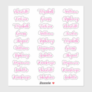 Sticker 30 prénoms de invités typographie élégante script