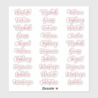 Sticker 30 prénoms de invités typographie élégante script