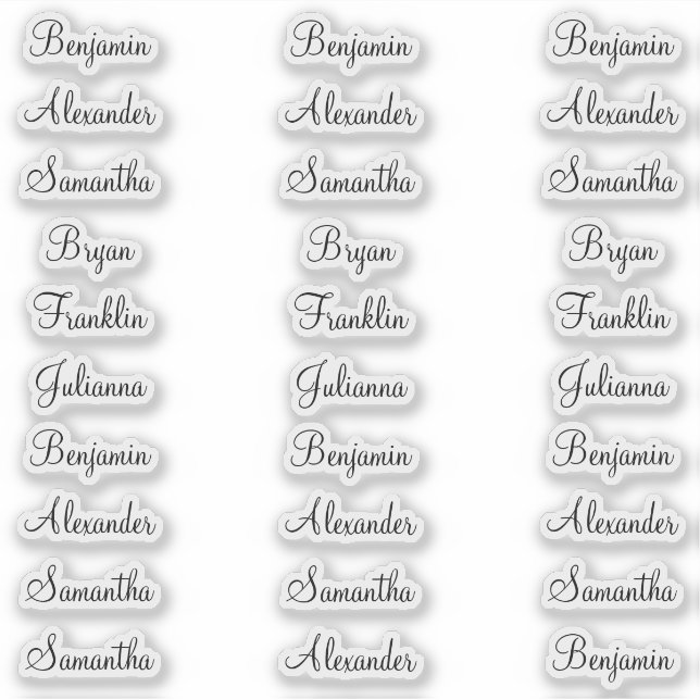 Sticker 30 Prénoms d'hôtes Moderne Élégante Calligraphie (Devant)