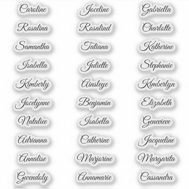 Sticker 30 Prénoms invités Calligraphie Élégant script (Devant)