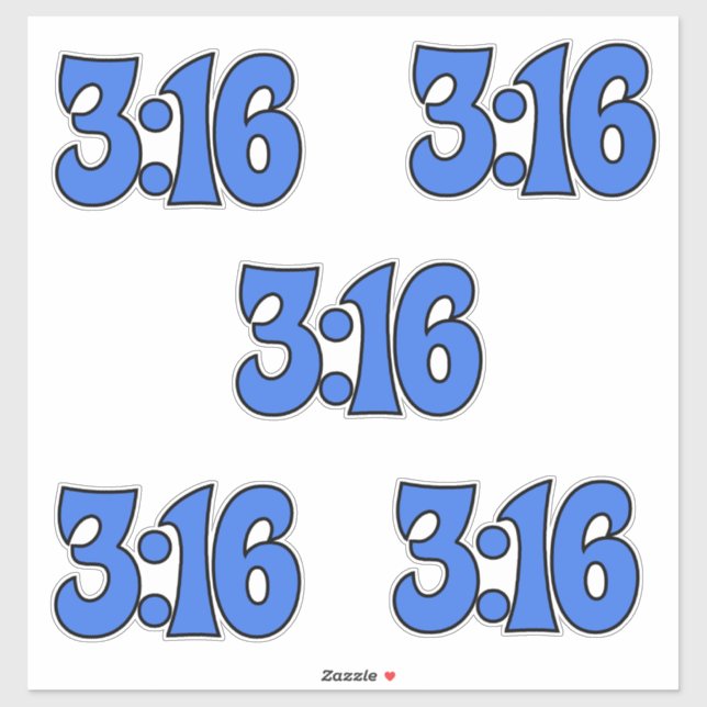 Sticker 3:16, 5 pack d'autocollants (Feuille)
