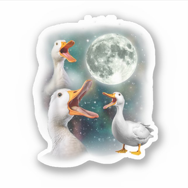 Sticker 3 Canards Hurle À La Lune Drôle Bizarre Maudit Can (Devant)