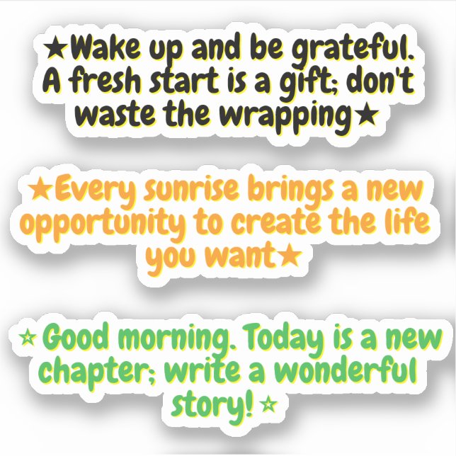 Sticker 3 Citations Inspirantes de Bon Matin | Motivation (Devant)