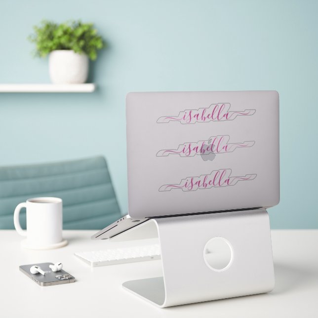 Sticker 3 étanche Magenta Script Nom Fenêtre Portable (Ordinateur portable sur le bureau)