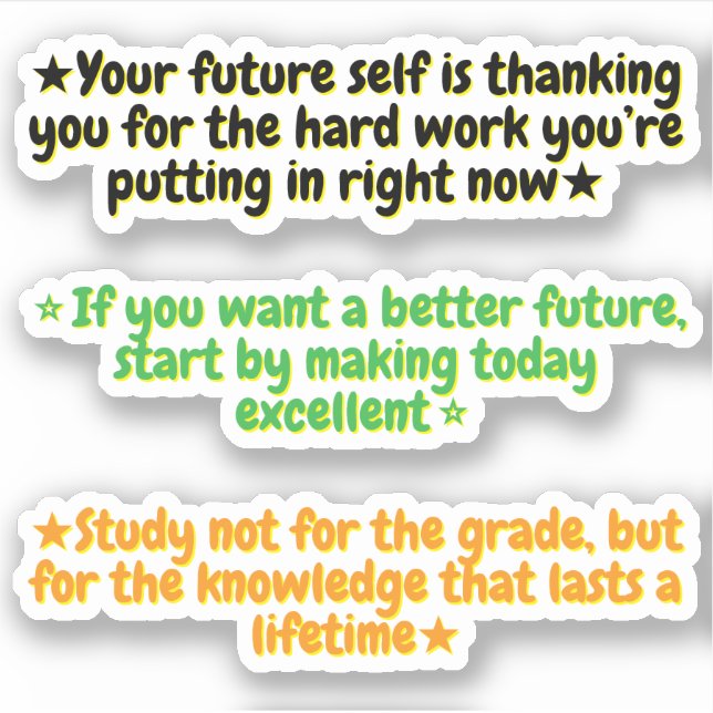 Sticker 3 Motivational Quotes for Student | Inspirational  (Devant)
